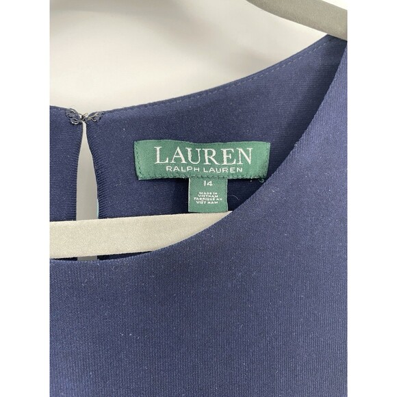 Lauren Ralph Lauren A-Line Shift Fit & Flare Dress Blue Floral Dark Romance - Picture 4 of 7